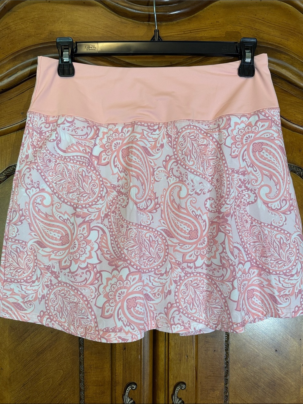 Pink Paisley Circle Skirt with Solid Waistband